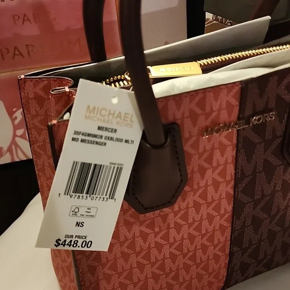 Michael Kors Two-Tone Dark Burgundy and Mauve mini crossbody satchel.NWT